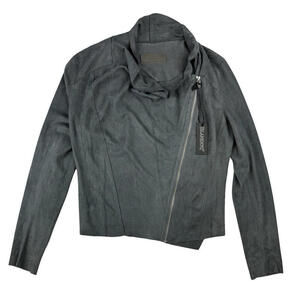 BLANKNYC Drape Front Faux Suede Moto Jacket Grey Size S